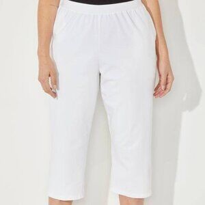 Catherines White Suprema Cotton Stretch Capris /W Pockets -4X- NWT